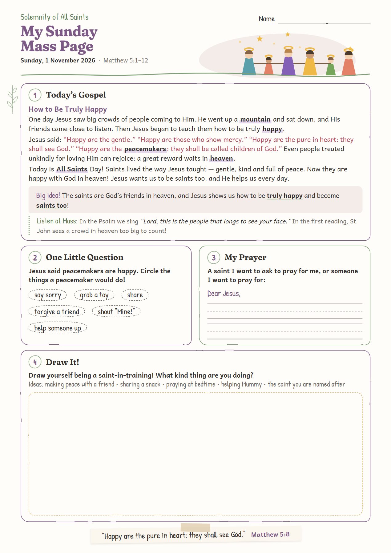 How to Be Truly Happy: worksheet for age 6