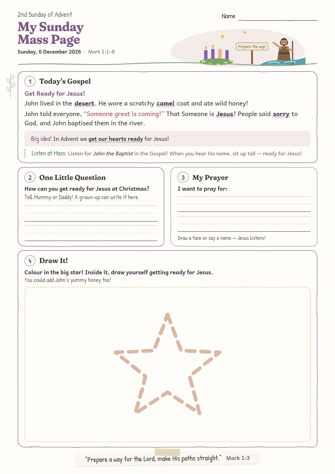 Get Ready for Jesus!: worksheet for age 4