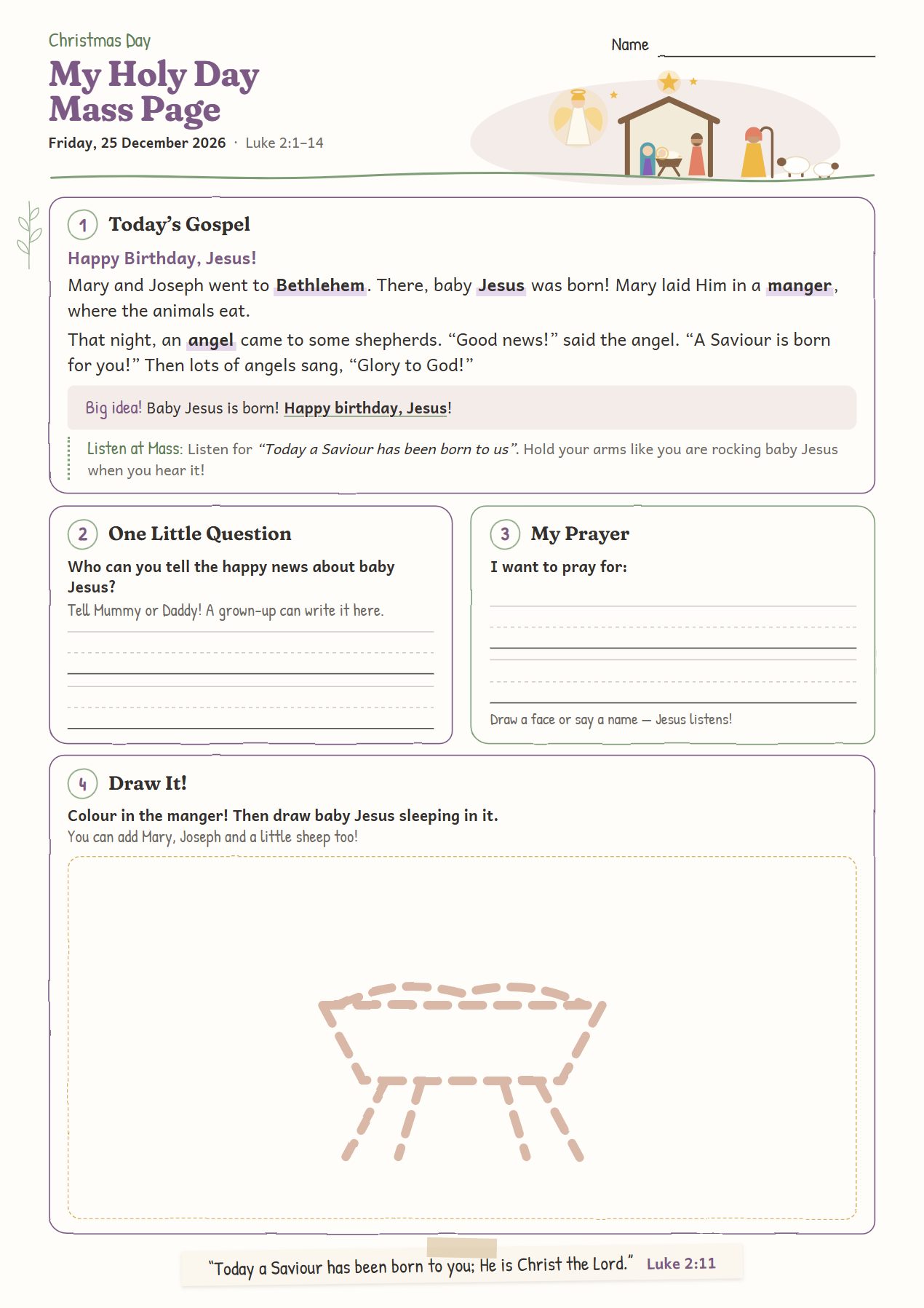 Happy Birthday, Jesus!: worksheet for age 4