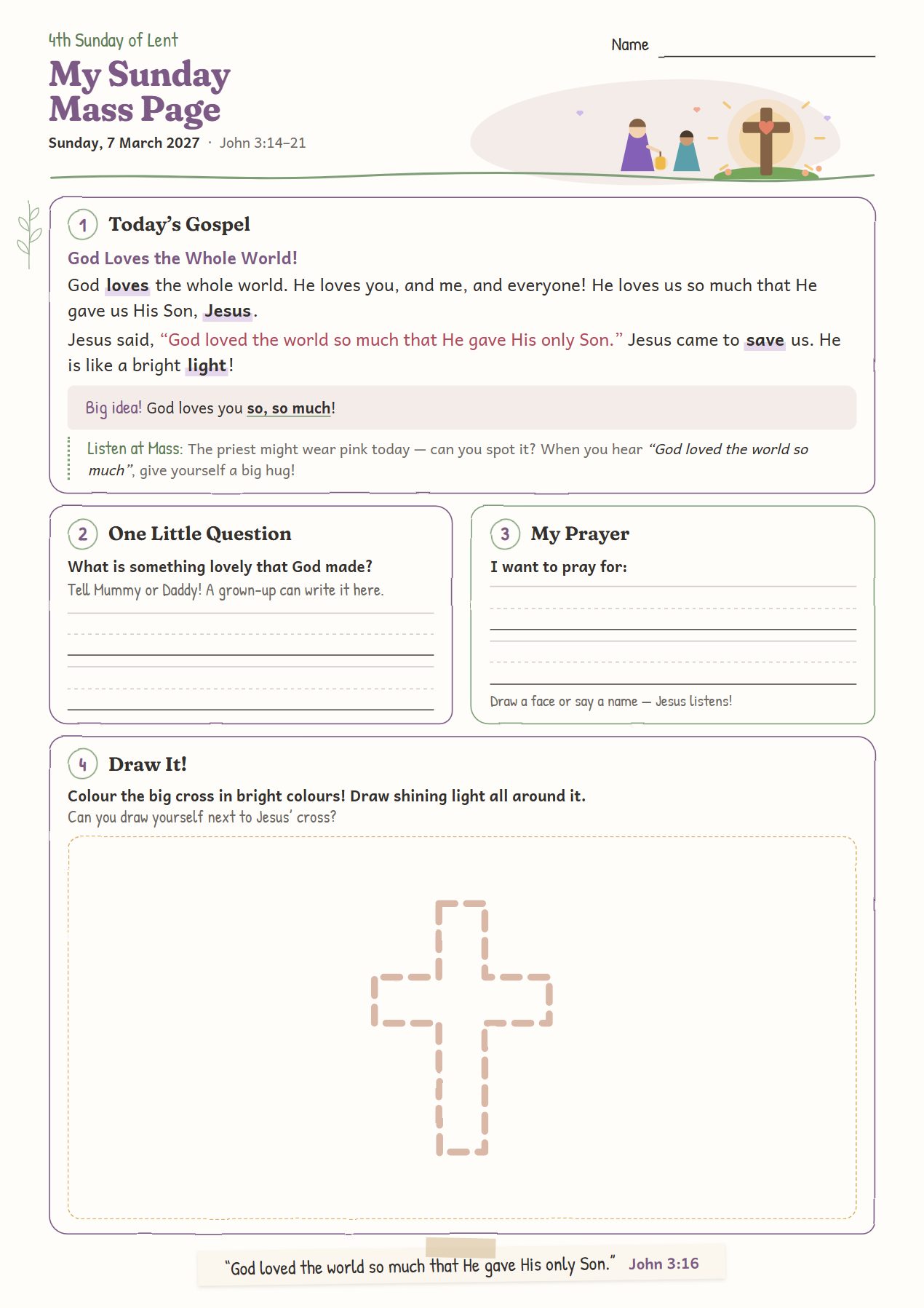 God Loves the Whole World!: worksheet for age 4