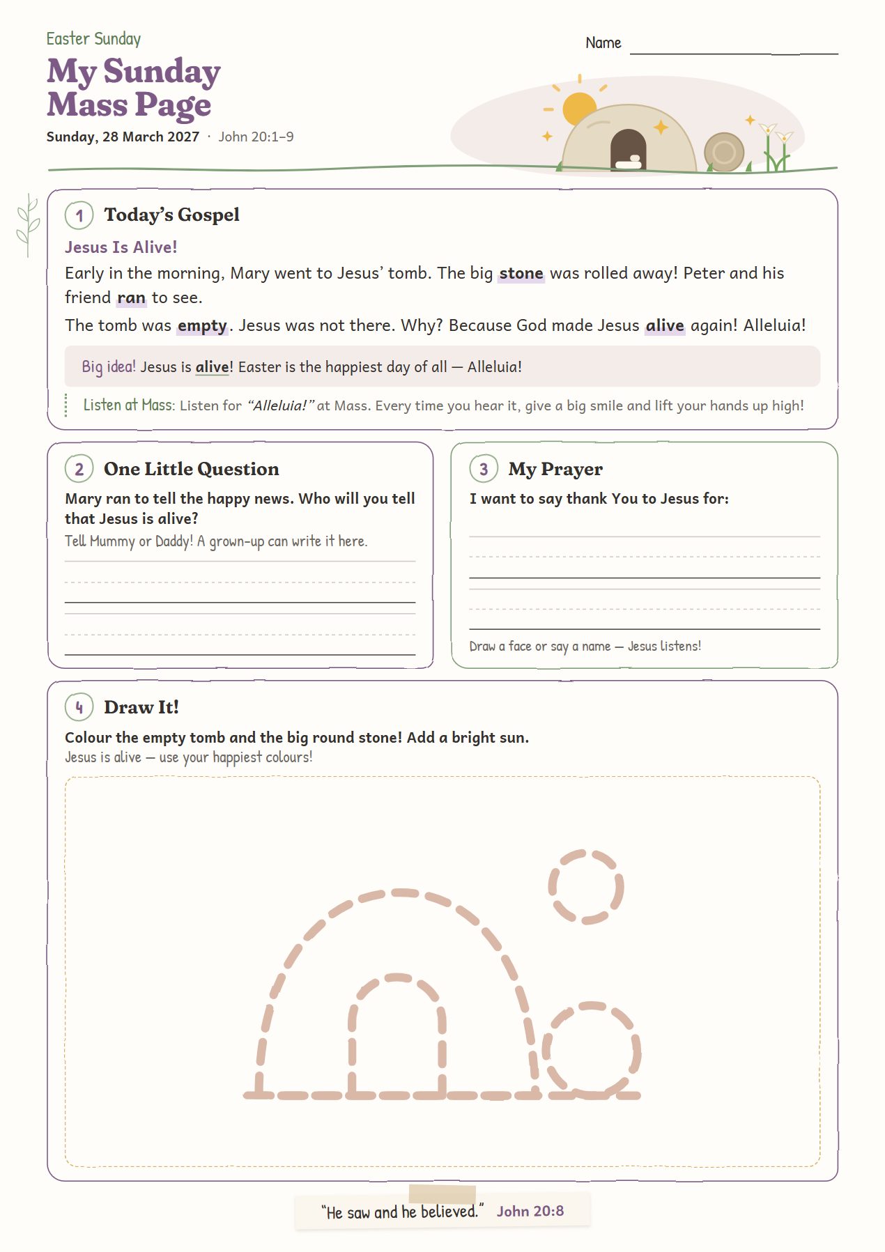 Jesus Is Alive!: worksheet for age 4